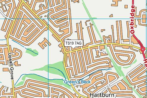 TS19 7AG map - OS VectorMap District (Ordnance Survey)