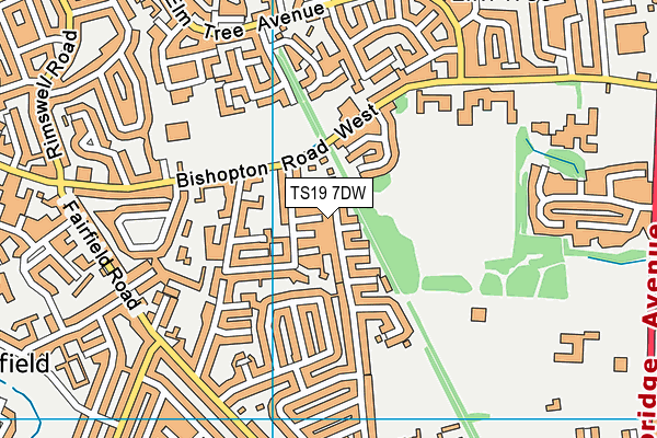 TS19 7DW map - OS VectorMap District (Ordnance Survey)