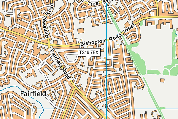 TS19 7EX map - OS VectorMap District (Ordnance Survey)