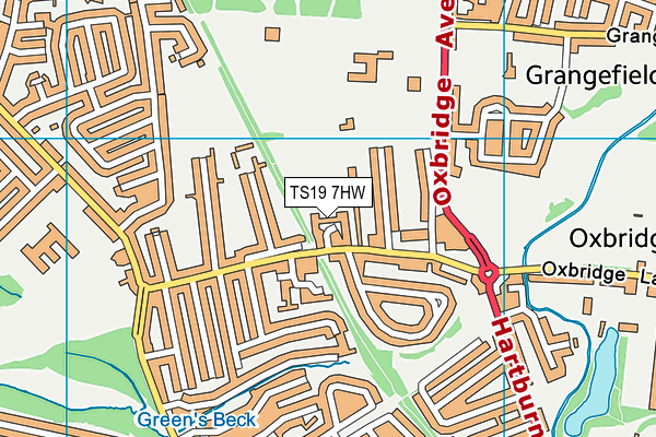 TS19 7HW map - OS VectorMap District (Ordnance Survey)