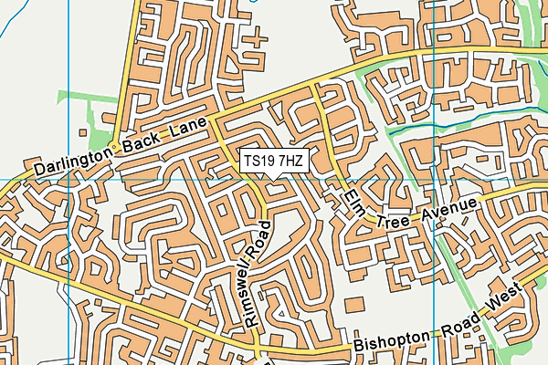 TS19 7HZ map - OS VectorMap District (Ordnance Survey)