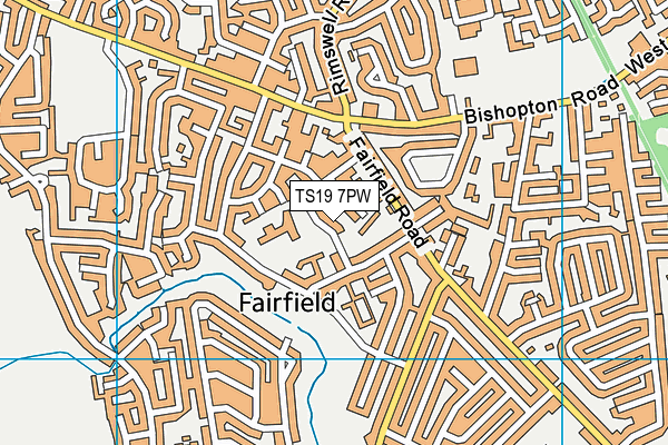 Fairfield Primary School map (TS19 7PW) - OS VectorMap District (Ordnance Survey)