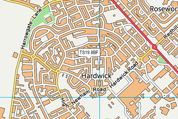 TS19 8BF map - OS VectorMap District (Ordnance Survey)