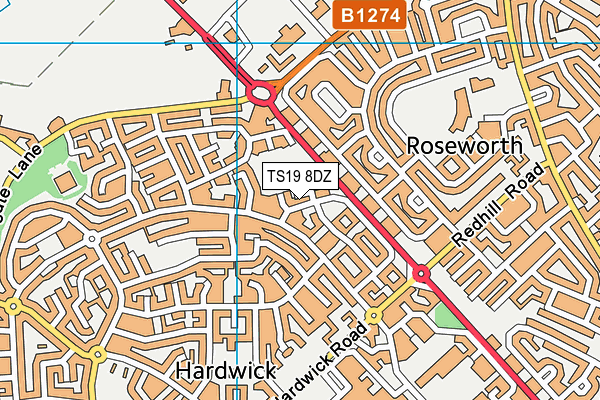 TS19 8DZ map - OS VectorMap District (Ordnance Survey)