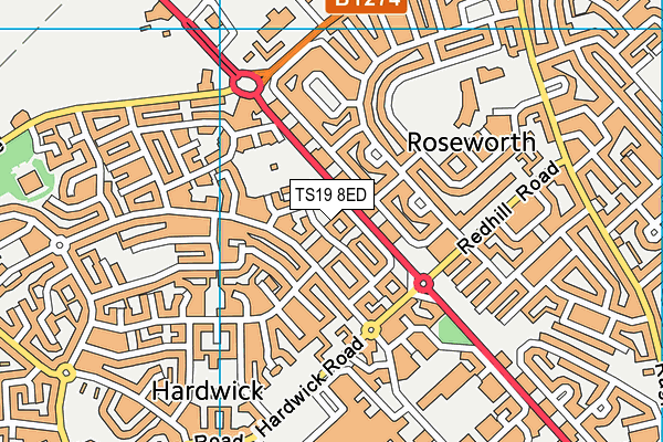 TS19 8ED map - OS VectorMap District (Ordnance Survey)