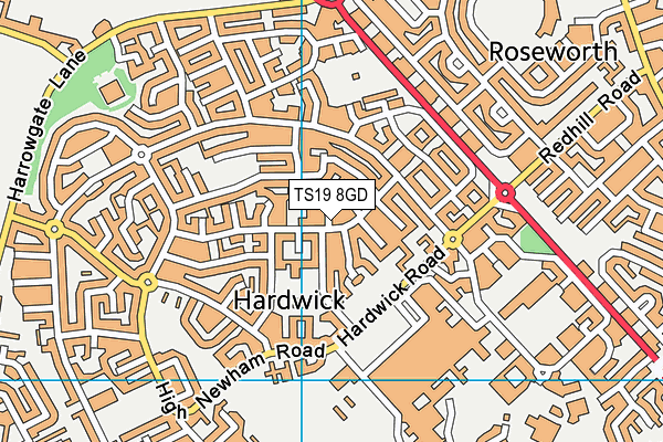 TS19 8GD map - OS VectorMap District (Ordnance Survey)