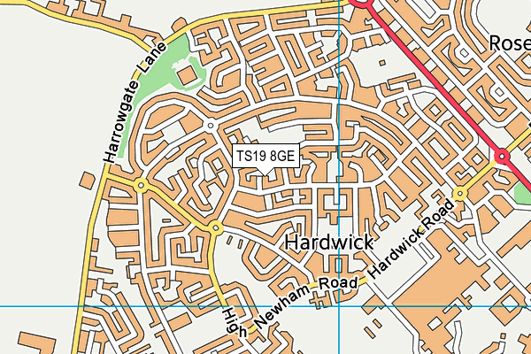 TS19 8GE map - OS VectorMap District (Ordnance Survey)