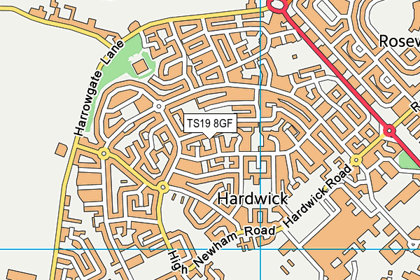 TS19 8GF map - OS VectorMap District (Ordnance Survey)