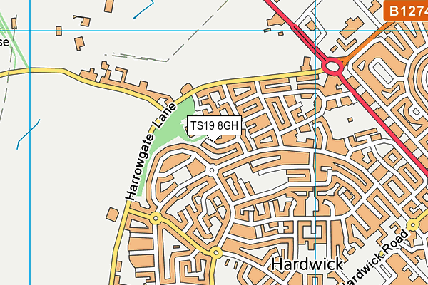 TS19 8GH map - OS VectorMap District (Ordnance Survey)