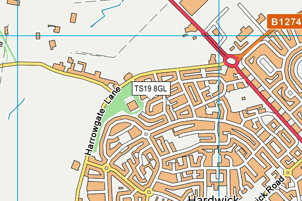 TS19 8GL map - OS VectorMap District (Ordnance Survey)