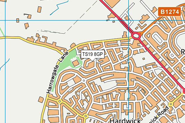 TS19 8GP map - OS VectorMap District (Ordnance Survey)