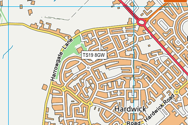TS19 8GW map - OS VectorMap District (Ordnance Survey)