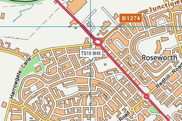 TS19 8HX map - OS VectorMap District (Ordnance Survey)