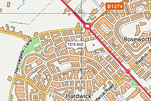 TS19 8HZ map - OS VectorMap District (Ordnance Survey)