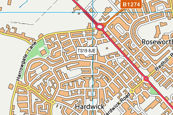 TS19 8JE map - OS VectorMap District (Ordnance Survey)