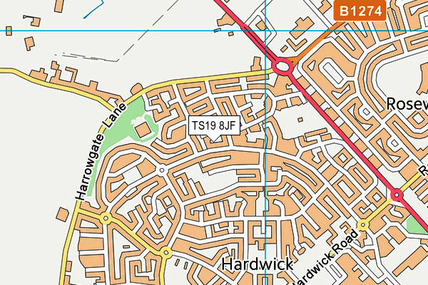 TS19 8JF map - OS VectorMap District (Ordnance Survey)