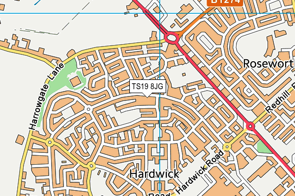 TS19 8JG map - OS VectorMap District (Ordnance Survey)