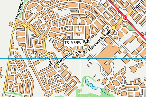 TS19 8RW map - OS VectorMap District (Ordnance Survey)