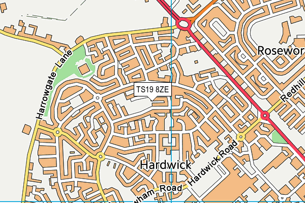 TS19 8ZE map - OS VectorMap District (Ordnance Survey)