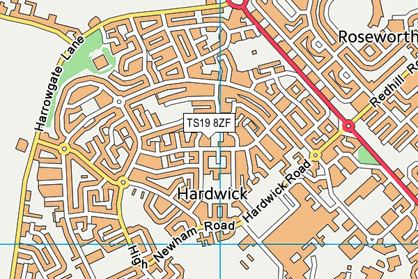 TS19 8ZF map - OS VectorMap District (Ordnance Survey)