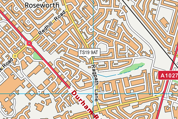 TS19 9AT map - OS VectorMap District (Ordnance Survey)