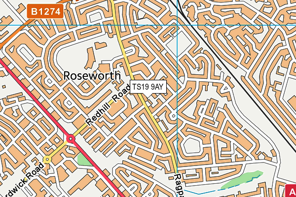 TS19 9AY map - OS VectorMap District (Ordnance Survey)