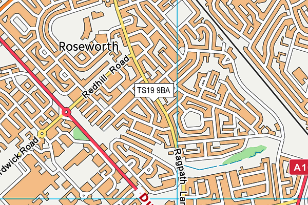 TS19 9BA map - OS VectorMap District (Ordnance Survey)