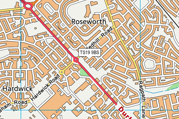 TS19 9BS map - OS VectorMap District (Ordnance Survey)