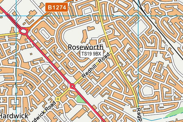 TS19 9BX map - OS VectorMap District (Ordnance Survey)