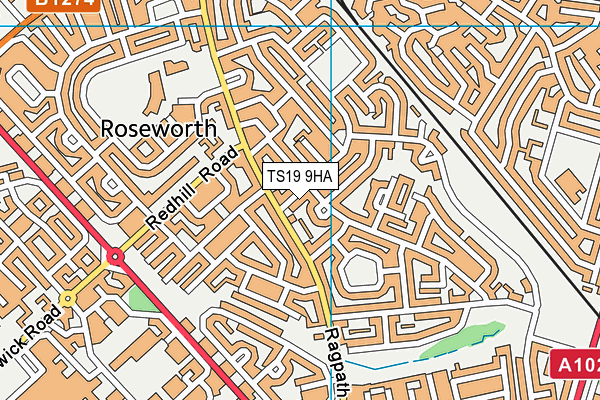 TS19 9HA map - OS VectorMap District (Ordnance Survey)