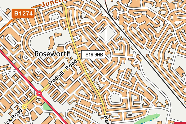 TS19 9HB map - OS VectorMap District (Ordnance Survey)