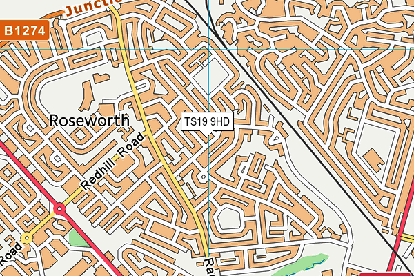 TS19 9HD map - OS VectorMap District (Ordnance Survey)