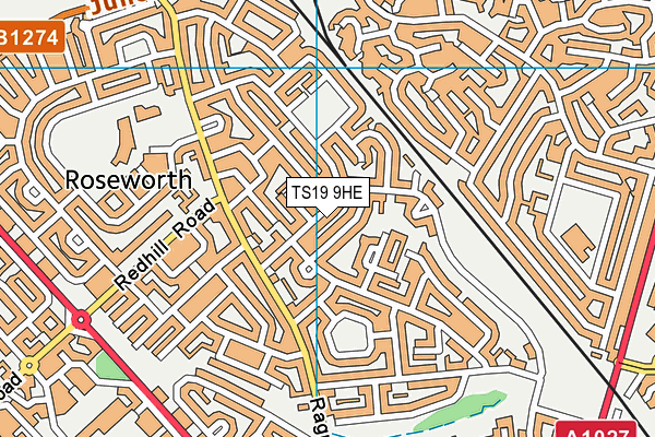 TS19 9HE map - OS VectorMap District (Ordnance Survey)