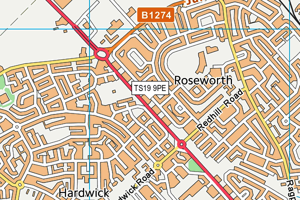 TS19 9PE map - OS VectorMap District (Ordnance Survey)