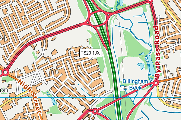 TS20 1JX map - OS VectorMap District (Ordnance Survey)