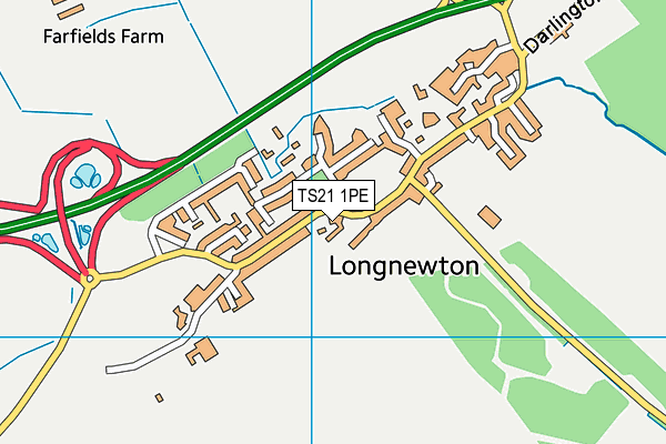 Darlington Road Recreation Field (Closed) map (TS21 1PE) - OS VectorMap District (Ordnance Survey)