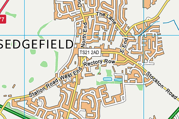 TS21 2AD map - OS VectorMap District (Ordnance Survey)