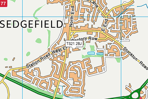 Sedgefield Primary School map (TS21 2BJ) - OS VectorMap District (Ordnance Survey)