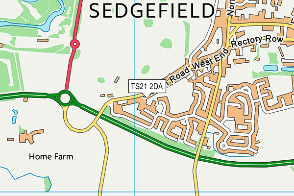 Sedgefield Cricket Club map (TS21 2DA) - OS VectorMap District (Ordnance Survey)