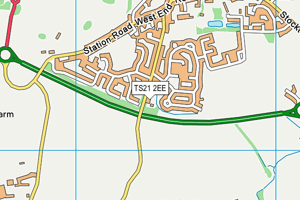 TS21 2EE map - OS VectorMap District (Ordnance Survey)