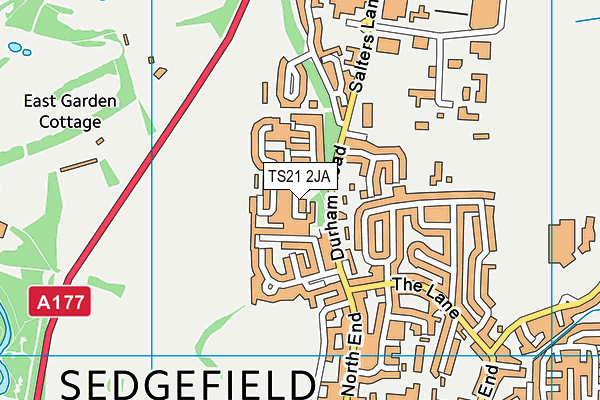 TS21 2JA map - OS VectorMap District (Ordnance Survey)