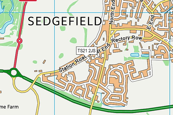 TS21 2JS map - OS VectorMap District (Ordnance Survey)