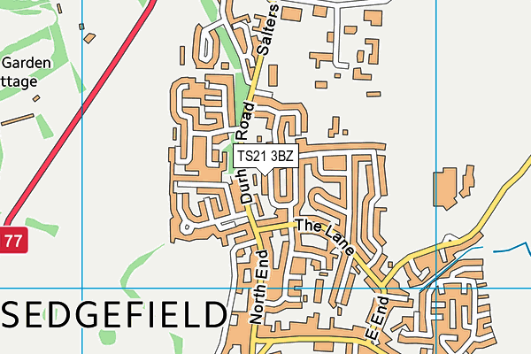 TS21 3BZ map - OS VectorMap District (Ordnance Survey)