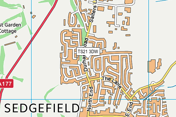 TS21 3DW map - OS VectorMap District (Ordnance Survey)