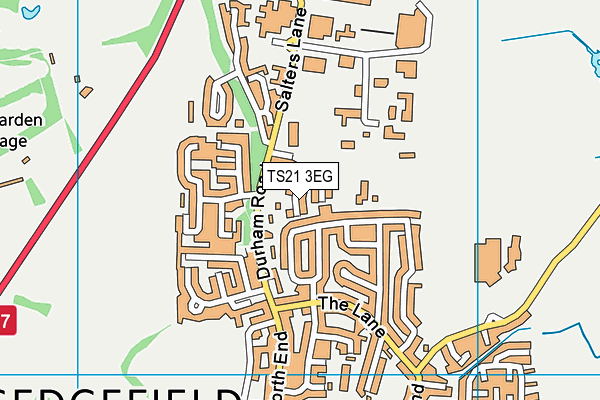 TS21 3EG map - OS VectorMap District (Ordnance Survey)