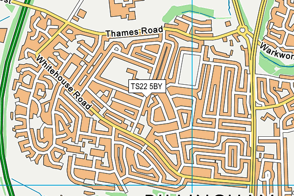 TS22 5BY map - OS VectorMap District (Ordnance Survey)