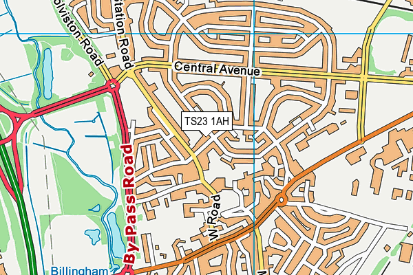 TS23 1AH map - OS VectorMap District (Ordnance Survey)