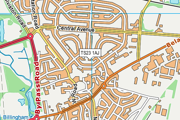 TS23 1AJ map - OS VectorMap District (Ordnance Survey)