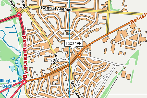 TS23 1AN map - OS VectorMap District (Ordnance Survey)