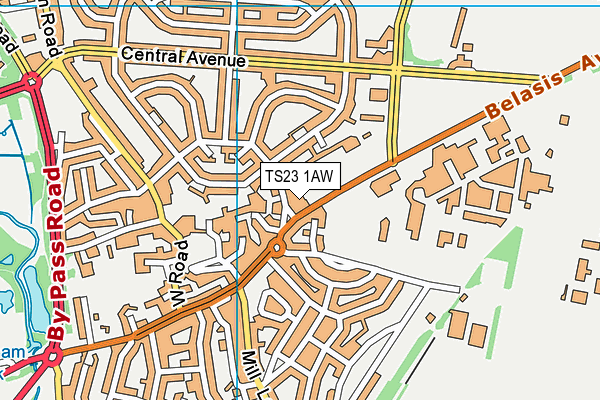 TS23 1AW map - OS VectorMap District (Ordnance Survey)